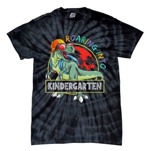 Roaring Into Kindergarten Dinosaur Trex Back To School Gift Tie-Dye T-Shirt