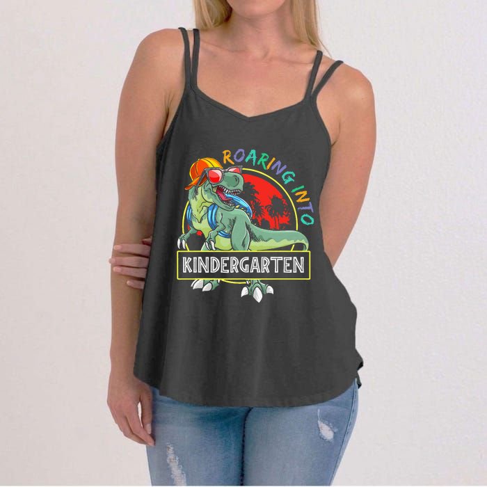 Roaring Into Kindergarten Dinosaur Trex Back To School Gift Women's Strappy Tank