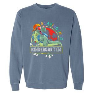 Roaring Into Kindergarten Dinosaur Trex Back To School Gift Garment-Dyed Sweatshirt