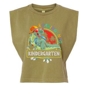 Roaring Into Kindergarten Dinosaur Trex Back To School Gift Garment-Dyed Women's Muscle Tee