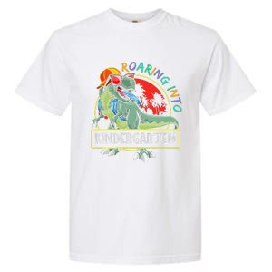 Roaring Into Kindergarten Dinosaur Trex Back To School Gift Garment-Dyed Heavyweight T-Shirt