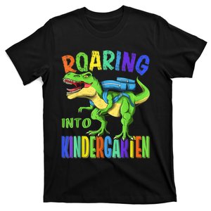 Roaring Into Kindergarten Dinosaur T Rex Back To School Boy T-Shirt