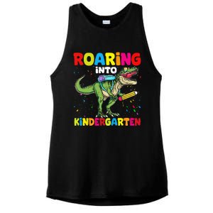 Roaring Into Kindergarten Dinosaur Back To School Ladies PosiCharge Tri-Blend Wicking Tank