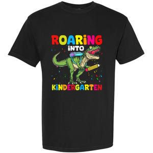 Roaring Into Kindergarten Dinosaur Back To School Garment-Dyed Heavyweight T-Shirt