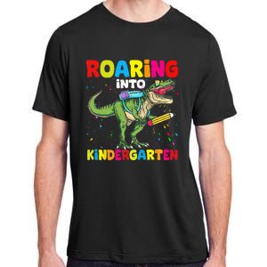 Roaring Into Kindergarten Dinosaur Back To School Adult ChromaSoft Performance T-Shirt