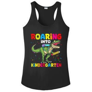 Roaring Into Kindergarten Dinosaur Back To School Ladies PosiCharge Competitor Racerback Tank