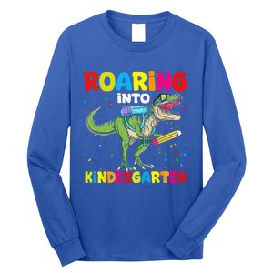 Roaring Into Kindergarten Dinosaur Back To School Long Sleeve Shirt