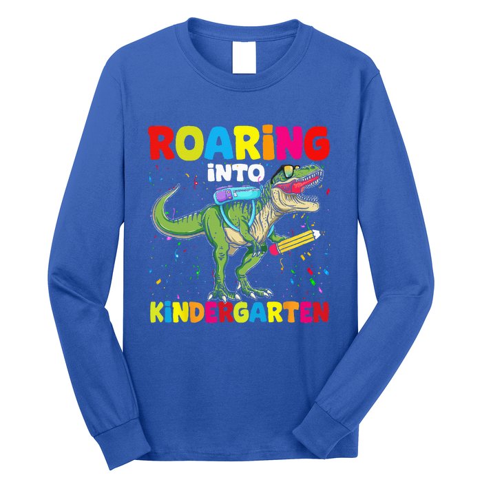 Roaring Into Kindergarten Dinosaur Back To School Long Sleeve Shirt