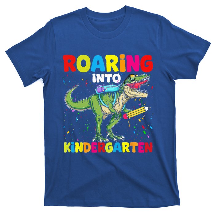 Roaring Into Kindergarten Dinosaur Back To School T-Shirt