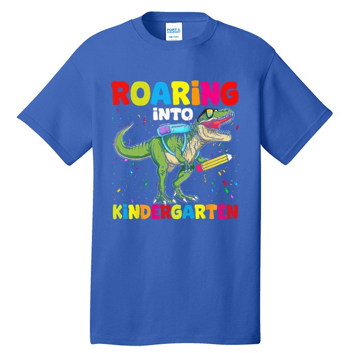 Roaring Into Kindergarten Dinosaur Back To School Tall T-Shirt