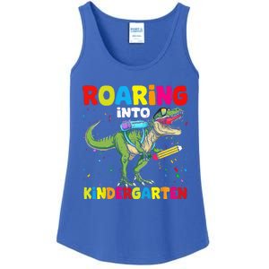 Roaring Into Kindergarten Dinosaur Back To School Ladies Essential Tank