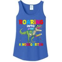 Roaring Into Kindergarten Dinosaur Back To School Ladies Essential Tank