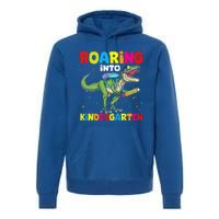 Roaring Into Kindergarten Dinosaur Back To School Premium Hoodie