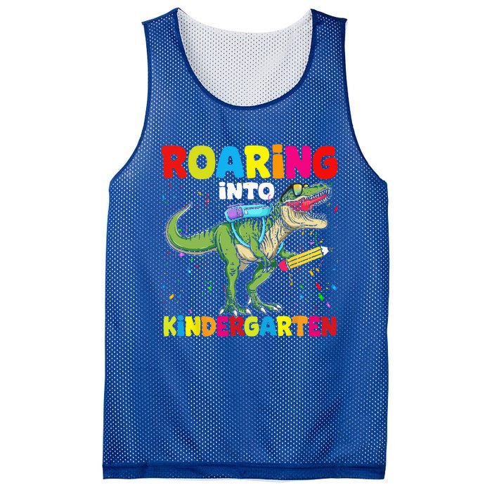 Roaring Into Kindergarten Dinosaur Back To School Mesh Reversible Basketball Jersey Tank