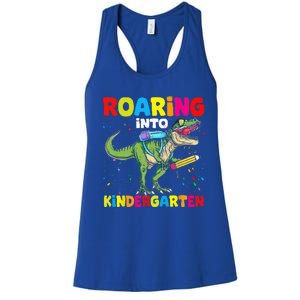 Roaring Into Kindergarten Dinosaur Back To School Women's Racerback Tank