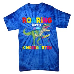 Roaring Into Kindergarten Dinosaur Back To School Tie-Dye T-Shirt