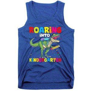 Roaring Into Kindergarten Dinosaur Back To School Tank Top