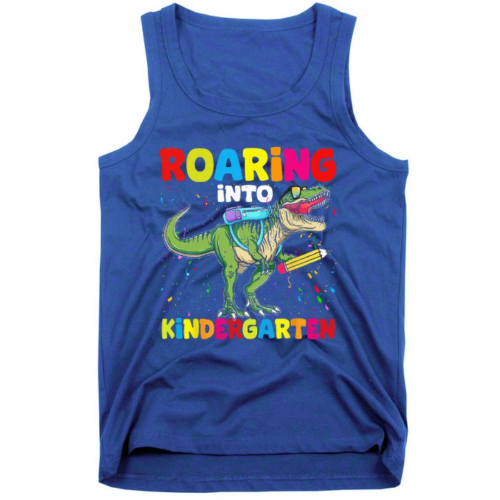 Roaring Into Kindergarten Dinosaur Back To School Tank Top