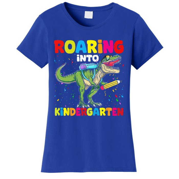 Roaring Into Kindergarten Dinosaur Back To School Women's T-Shirt