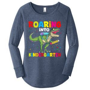 Roaring Into Kindergarten Dinosaur Back To School Women's Perfect Tri Tunic Long Sleeve Shirt