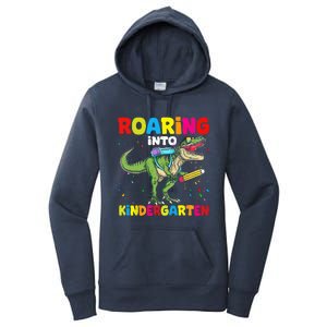 Roaring Into Kindergarten Dinosaur Back To School Women's Pullover Hoodie