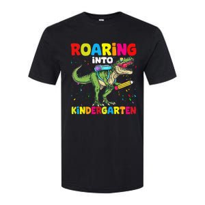 Roaring Into Kindergarten Dinosaur Back To School Softstyle CVC T-Shirt