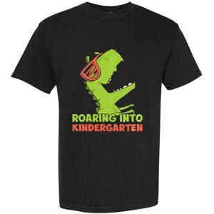 Roaring Into Kindergarten Dinosaur Back To School Garment-Dyed Heavyweight T-Shirt