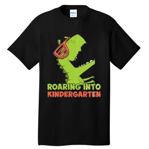 Roaring Into Kindergarten Dinosaur Back To School Tall T-Shirt