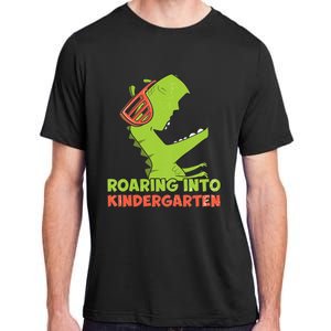 Roaring Into Kindergarten Dinosaur Back To School Adult ChromaSoft Performance T-Shirt