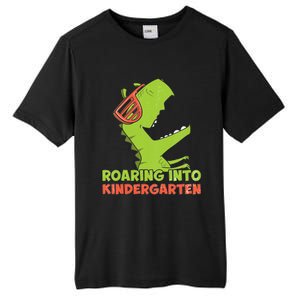 Roaring Into Kindergarten Dinosaur Back To School Tall Fusion ChromaSoft Performance T-Shirt