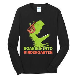 Roaring Into Kindergarten Dinosaur Back To School Tall Long Sleeve T-Shirt