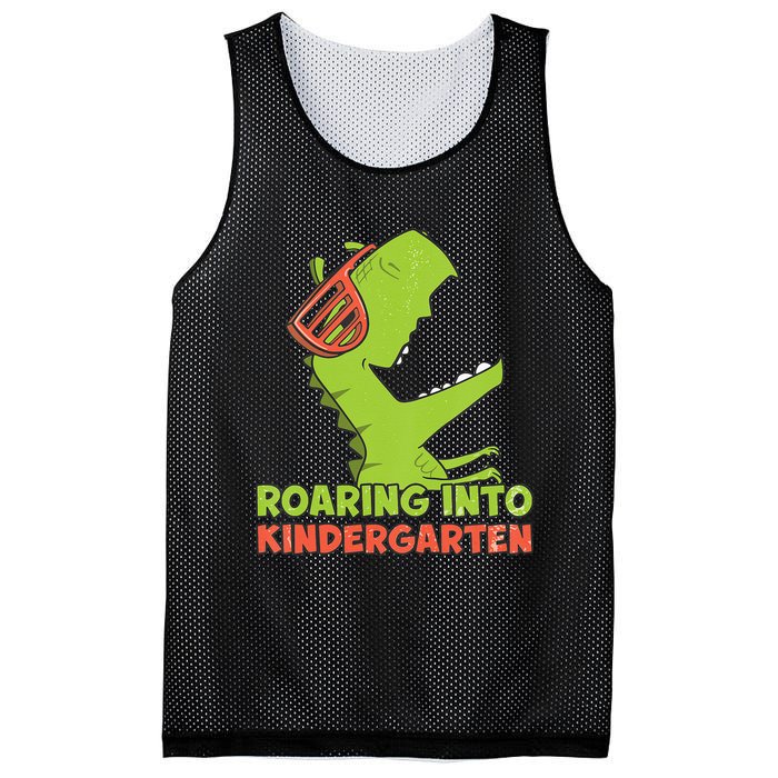 Roaring Into Kindergarten Dinosaur Back To School Mesh Reversible Basketball Jersey Tank