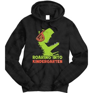 Roaring Into Kindergarten Dinosaur Back To School Tie Dye Hoodie