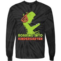 Roaring Into Kindergarten Dinosaur Back To School Tie-Dye Long Sleeve Shirt