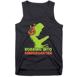 Roaring Into Kindergarten Dinosaur Back To School Tank Top