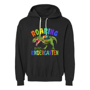 Roaring Into Kindergarten Dinosaur Ready To Crush Boy Garment-Dyed Fleece Hoodie