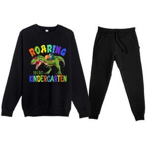 Roaring Into Kindergarten Dinosaur Ready To Crush Boy Premium Crewneck Sweatsuit Set