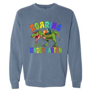 Roaring Into Kindergarten Dinosaur Ready To Crush Boy Garment-Dyed Sweatshirt