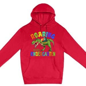 Roaring Into Kindergarten Dinosaur Ready To Crush Boy Premium Pullover Hoodie