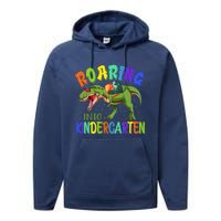 Roaring Into Kindergarten Dinosaur Ready To Crush Boy Performance Fleece Hoodie