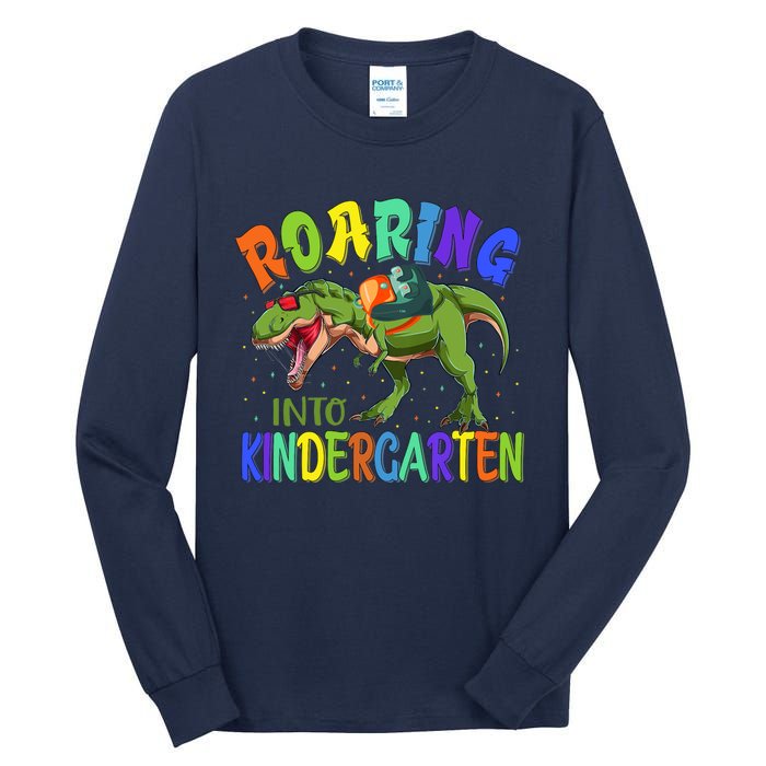 Roaring Into Kindergarten Dinosaur Ready To Crush Boy Tall Long Sleeve T-Shirt