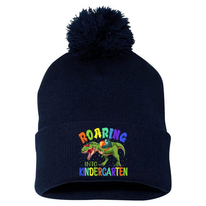 Roaring Into Kindergarten Dinosaur Ready To Crush Boy Pom Pom 12in Knit Beanie