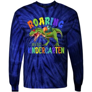 Roaring Into Kindergarten Dinosaur Ready To Crush Boy Tie-Dye Long Sleeve Shirt