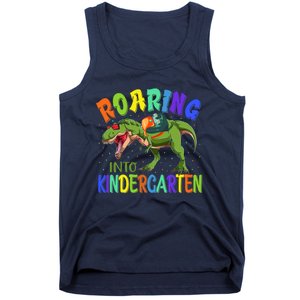 Roaring Into Kindergarten Dinosaur Ready To Crush Boy Tank Top