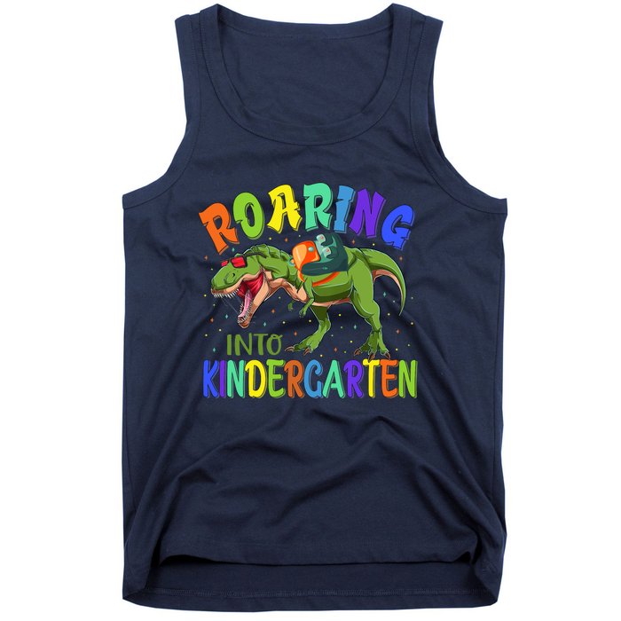 Roaring Into Kindergarten Dinosaur Ready To Crush Boy Tank Top