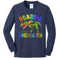 Roaring Into Kindergarten Dinosaur Ready To Crush Boy Kids Long Sleeve Shirt