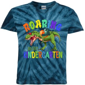 Roaring Into Kindergarten Dinosaur Ready To Crush Boy Kids Tie-Dye T-Shirt