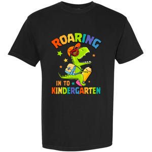 Roaring Into Kindergarten Dinosaur Back To School Garment-Dyed Heavyweight T-Shirt