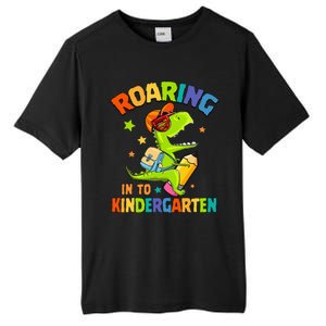 Roaring Into Kindergarten Dinosaur Back To School Tall Fusion ChromaSoft Performance T-Shirt