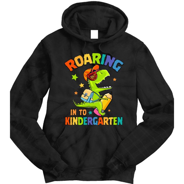 Roaring Into Kindergarten Dinosaur Back To School Tie Dye Hoodie